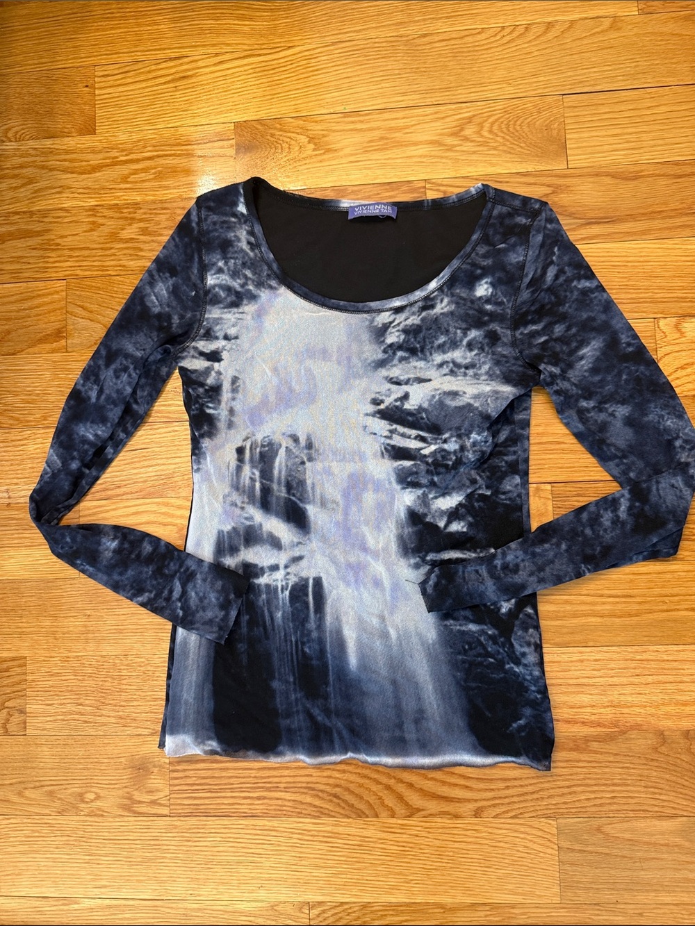Vivienne Tam Netting long sleeve shirt true vintage 90s scoop neck tie dye NYC